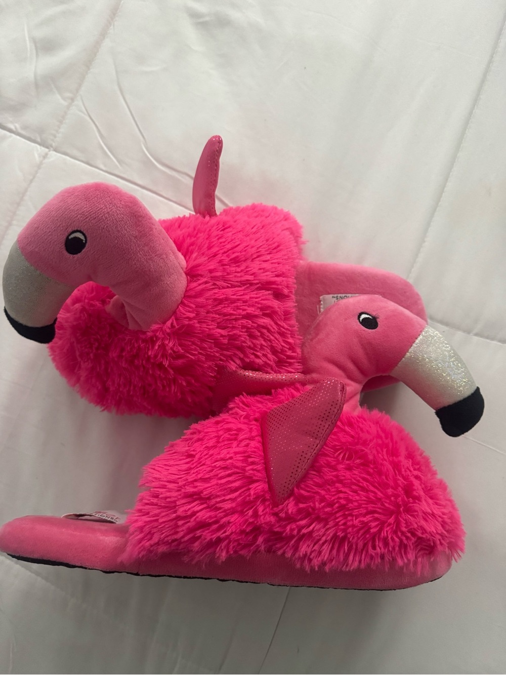 Women's Plush Flamingo Slip-On Slippers in Hot Pink